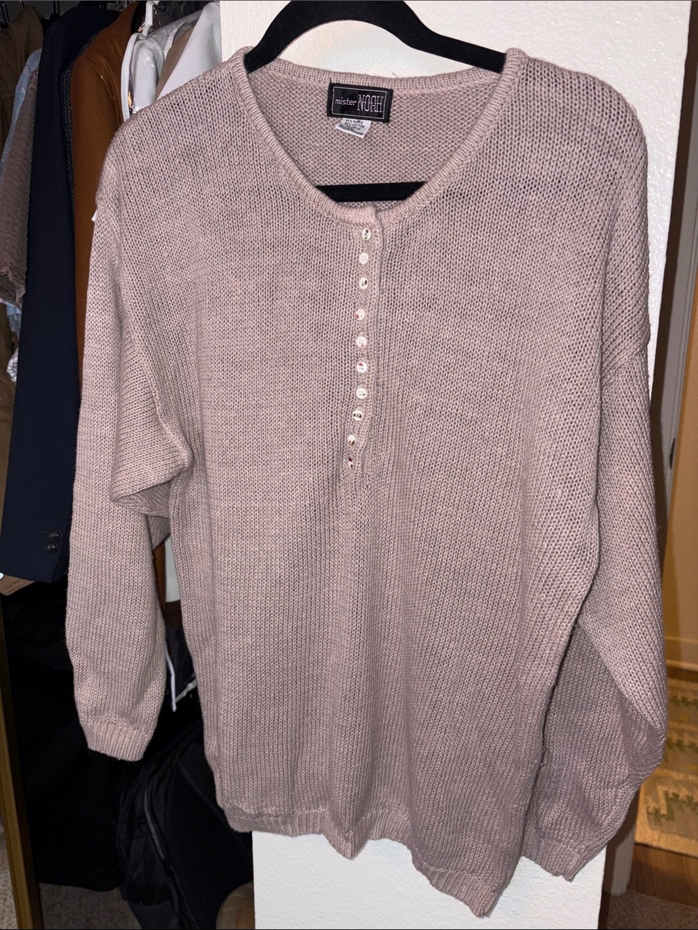 mister jones Taupe Knit Henley Sweater
